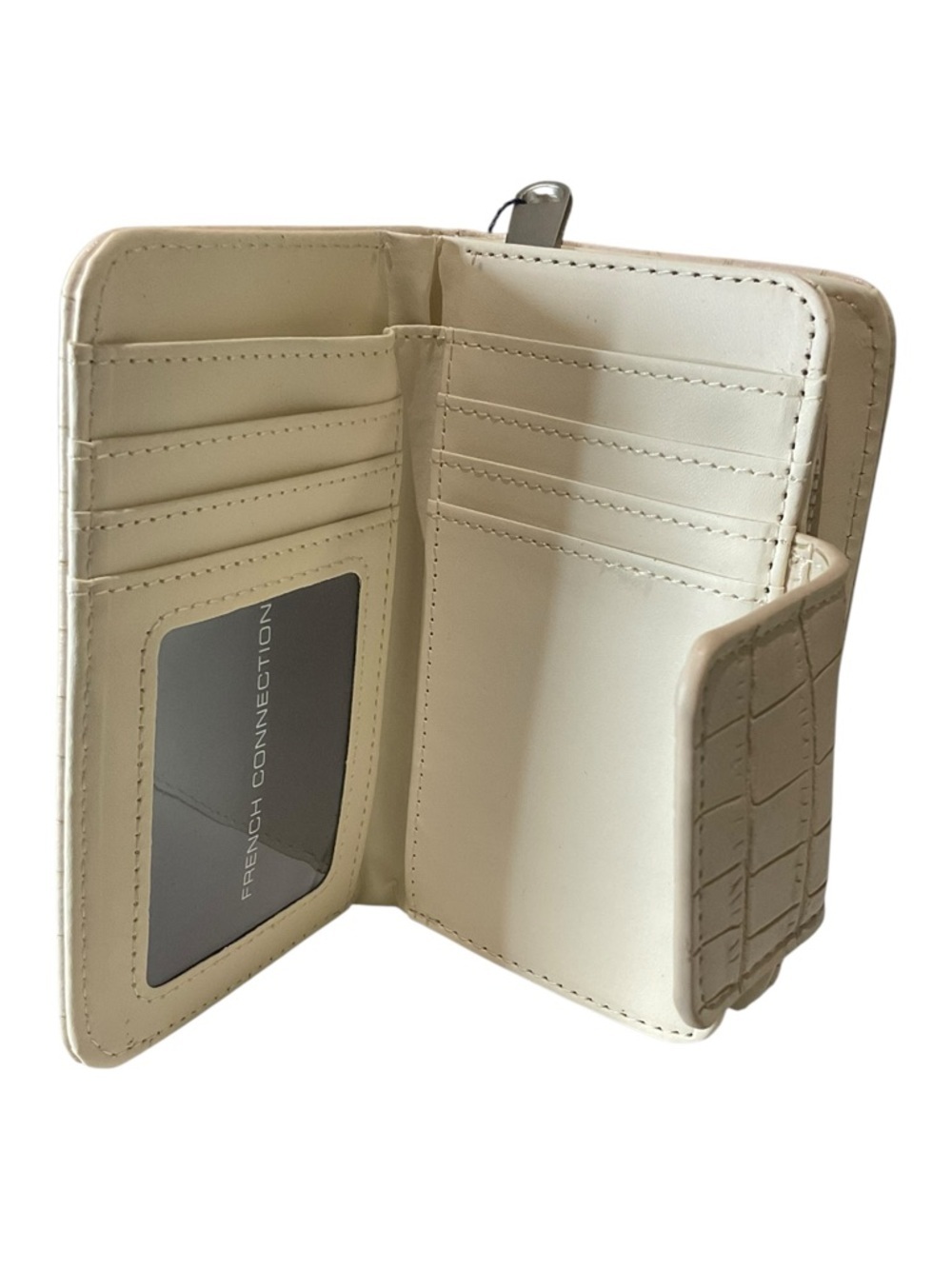 French Connection Emmy Croc-Embossed Fold Zipper Wallet in Neutral - Picture 6 of 11